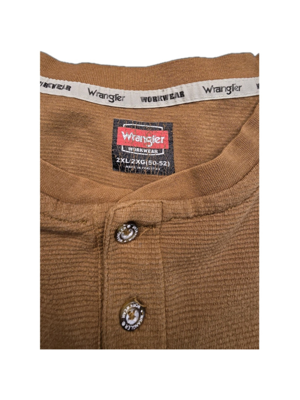 Wrangler Men’s 2XL Waffle Knit Henley Long Sleeve Pocket Workwear - Picture 3 of 6